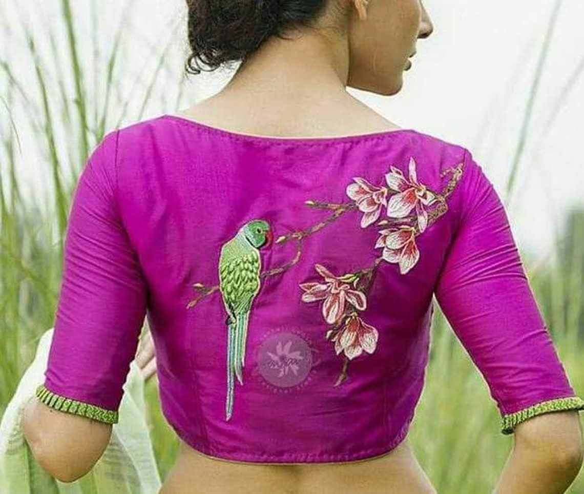 parrot print blouse