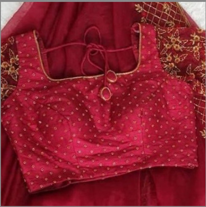 Red Organza saree Jari Thread Embroidered With Stitched Blouse Traditional Wedding Wear Indian Women Scrap Sari Party Wear FestiveCholi