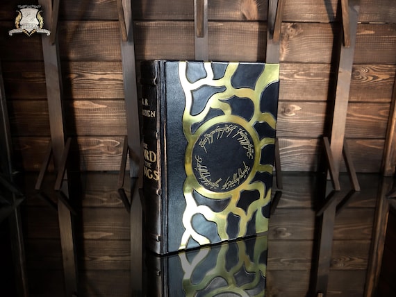 OBO - The Lord of the Rings – J. R. R. Tolkien - Brass elements,  Leather cover + Elegant BOX