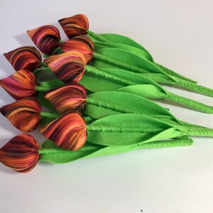 A spring bouquet of 10 fabric tulips handmade image 4