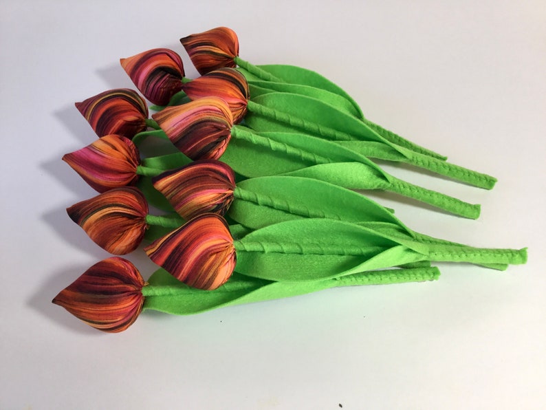 A spring bouquet of 10 fabric tulips handmade image 4