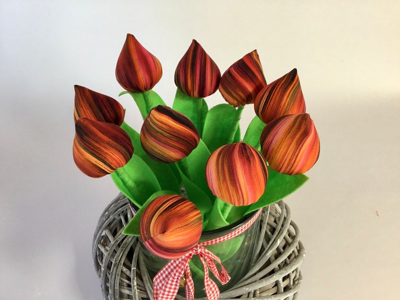 A spring bouquet of 10 fabric tulips handmade image 5