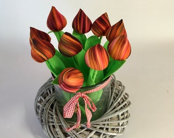 A spring bouquet of 10 fabric tulips handmade