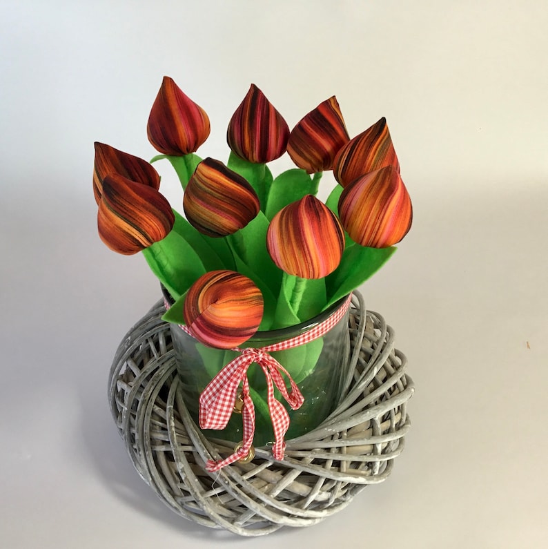 A spring bouquet of 10 fabric tulips handmade image 1