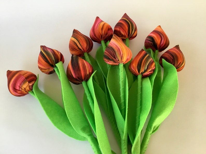 A spring bouquet of 10 fabric tulips handmade image 3