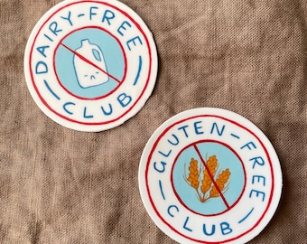 Dairy Free & Gluten Free Vinyl Stickers - cute and durable