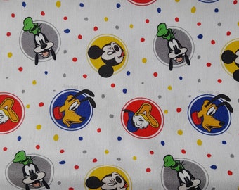 8.00 Eur / meter - cotton fabric Walt Disney Goofy Mikey Donald Duck 50 x 145 cm
