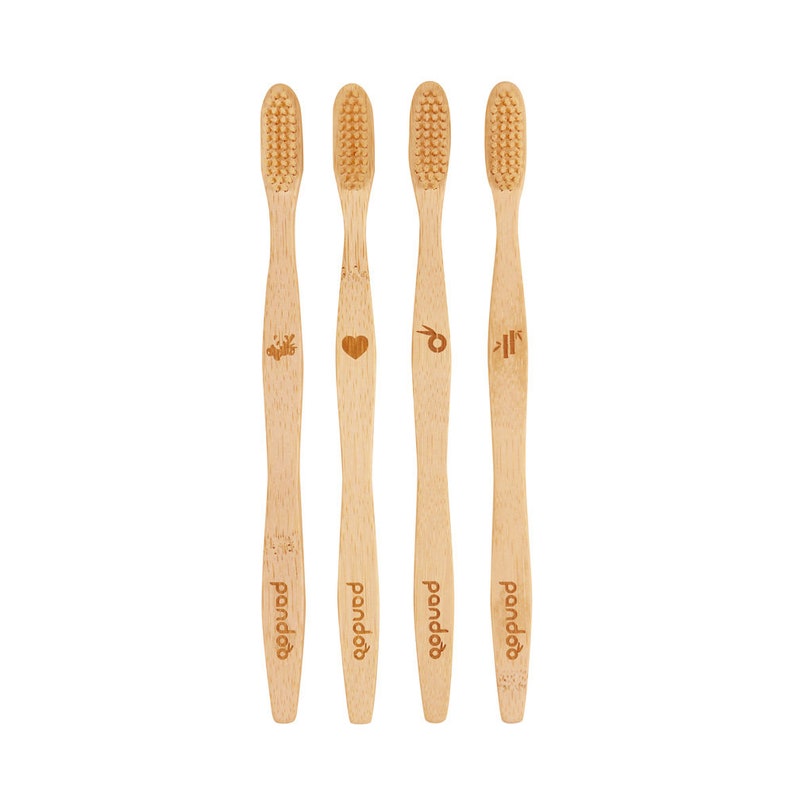 4er saving set bamboo hand toothbrush image 3