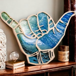 Shaka Hand Sign / Hang Loose Hand / Surf Art Decor / Coastal Wall Art image 8