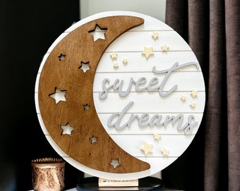Sweet Dreams Nursery Sign / Moon and Stars Nursery Wall Decor