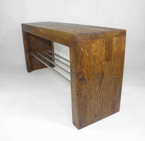 Seat Wooden Bench Oak Shoe Rack Stainless Steel Etsy