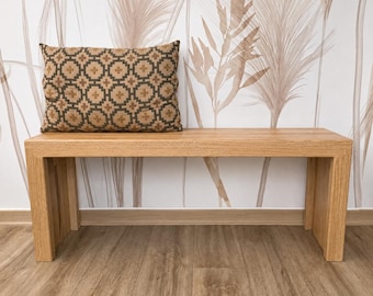 Houten bank, massief eikenhout, geborstelde afwerking, halbank, entreebank, 100 cm