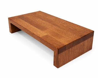 Fußbank Fußtritt Hocker Eiche Holz Handarbeit Schemel Ritsche Sofatablett Holzständer Holzunterlage Laptop