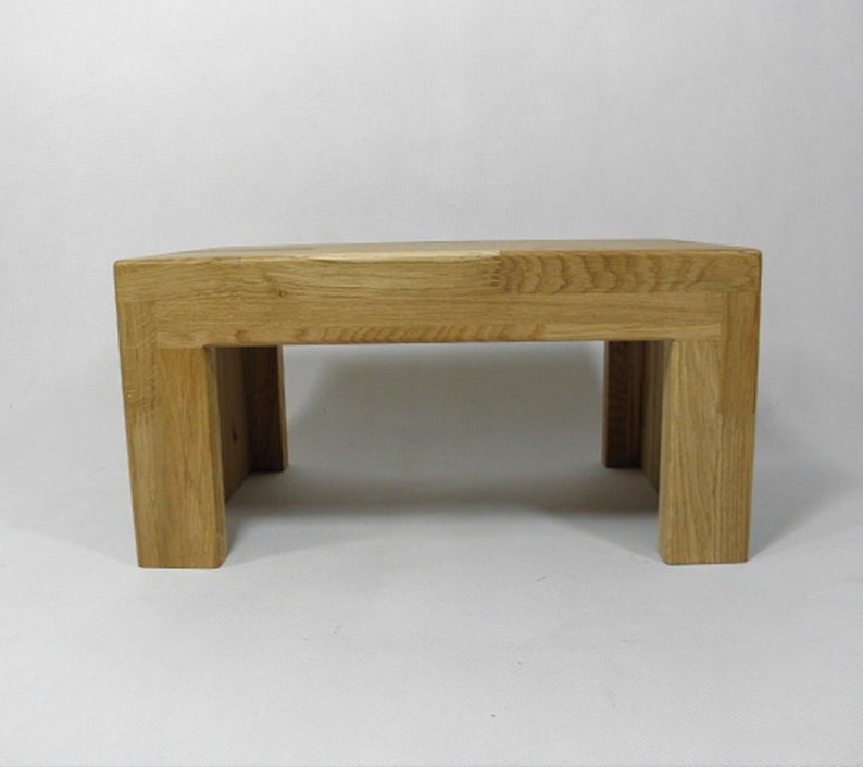 Footstool kick stand made of solid oak wood image 2