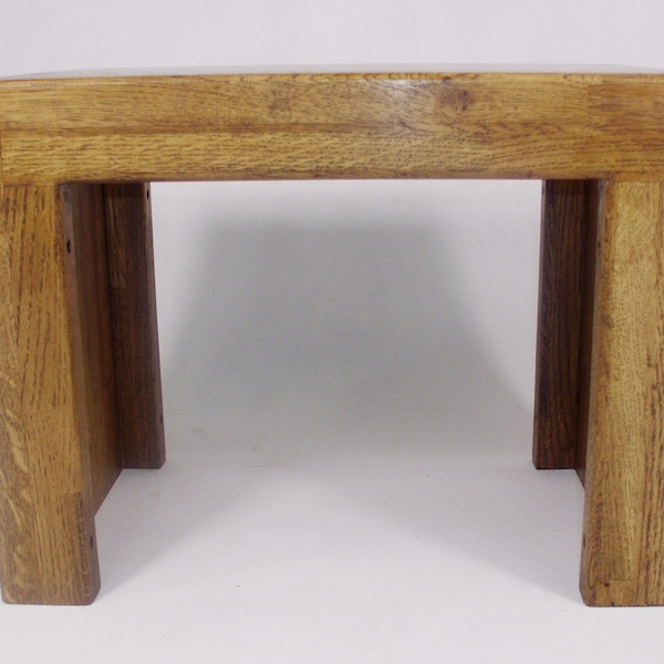 Stool stand footstool made of rustic solid oak wood