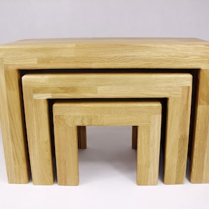 Set of 3 table set benches seating bench three-piece table stool wood oak stand flower bench bedside table stool set coffee table