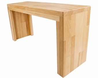 Halbank, massief beukenhout, handgemaakt, houten bank, halbank, zitbank, tafel, bloemenbank