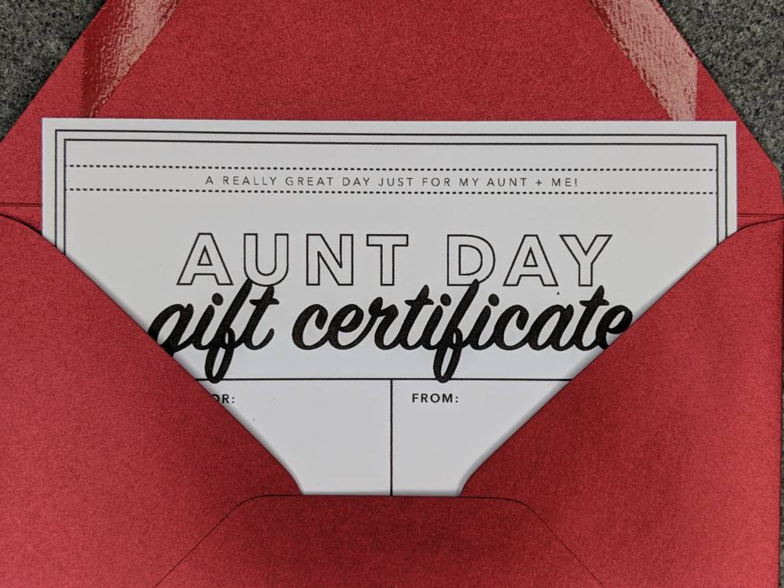 Aunt Day Experience Gift Certificate DOWNLOAD PRINT Etsy