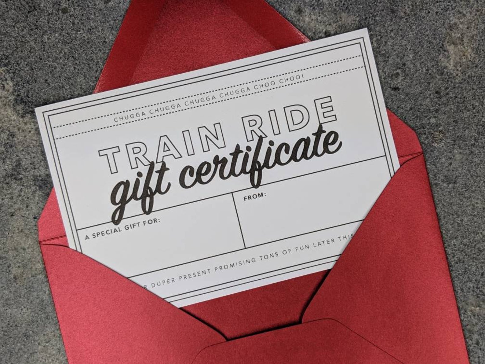 Train Ride experience gift certificate DOWNLOAD PRINT Etsy