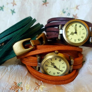 Armbanduhr mit Lederbändern, Steampunkstyle Bild 3
