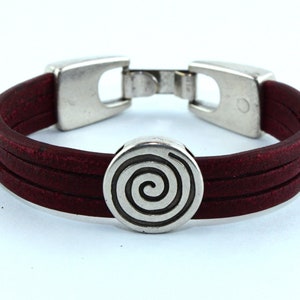 Echtleder Armbänder versilbertes Medaillon Spiral Bild 4