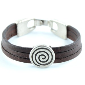 Echtleder Armbänder versilbertes Medaillon Spiral Bild 1