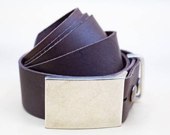 Leather belt with interchangeable belt buckle, Pawo