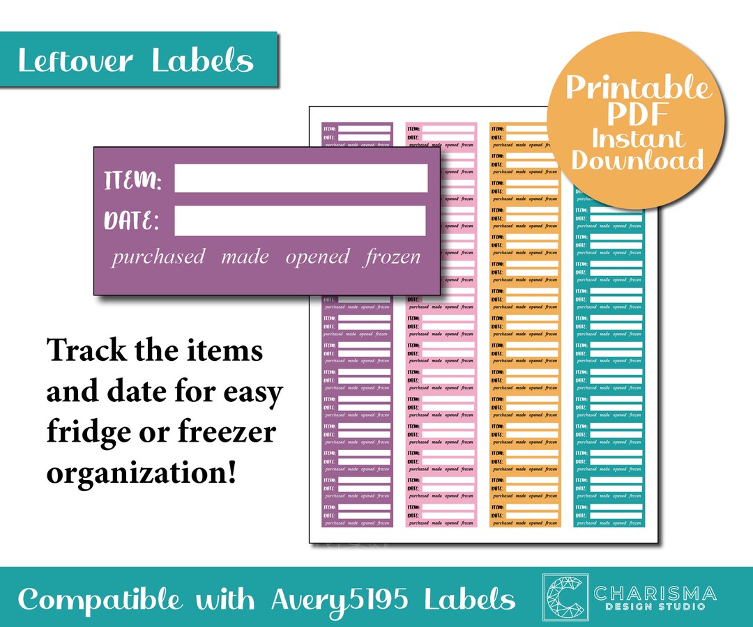 Leftover Meal Tracking Labels, Printable Leftover Labels, Leftover ...