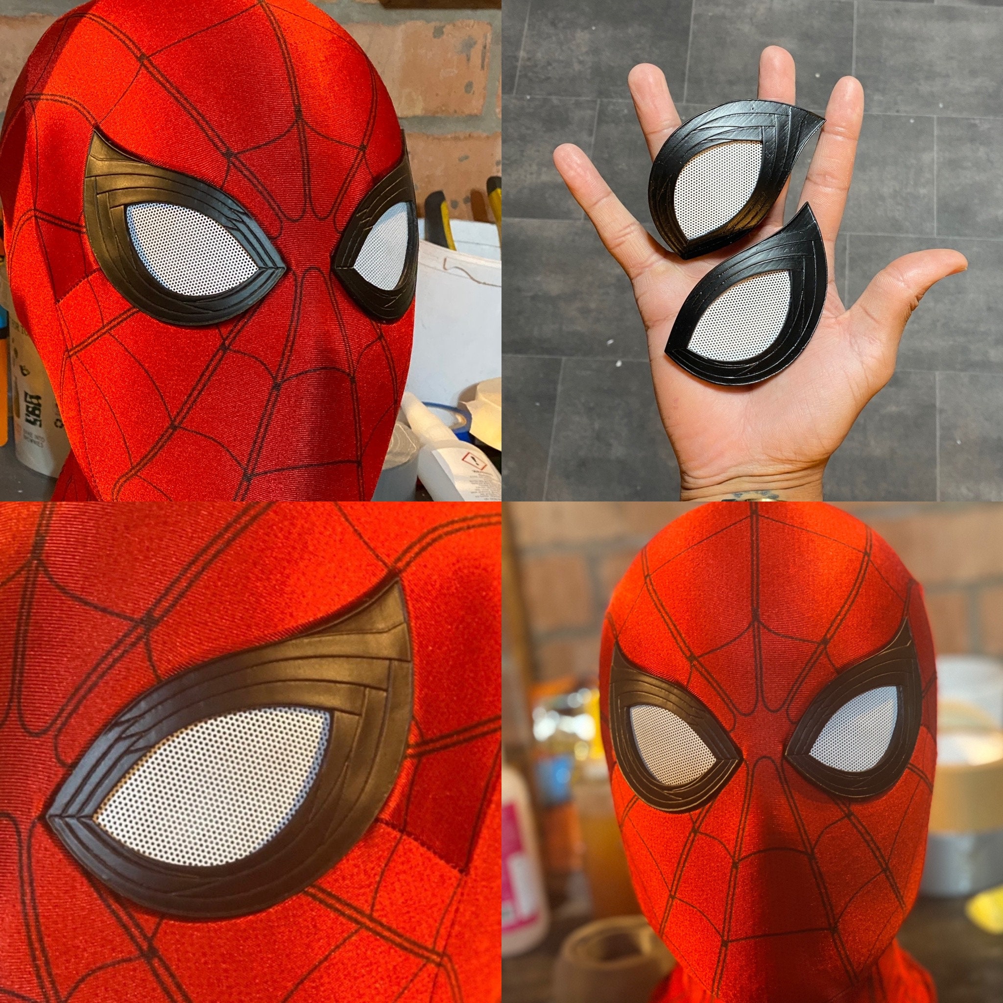 MODRYER Spiderman avec Coiffures Yeux Mobiles 1/1 Wearable Masque Facial  Télécommande Électrique Casque Halloween Tête Couverte Adultes Enfants