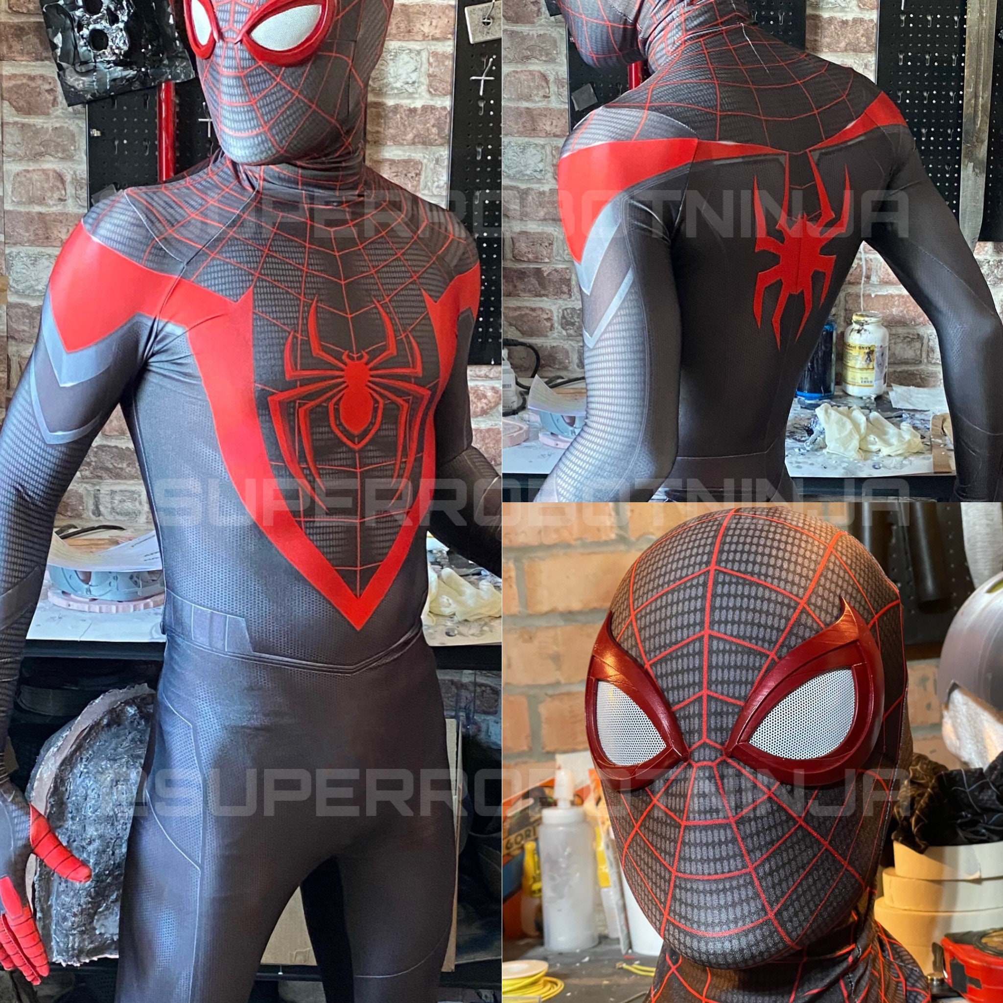 Máscara Spiderman en tela con ojos acrílicos sin faceshell