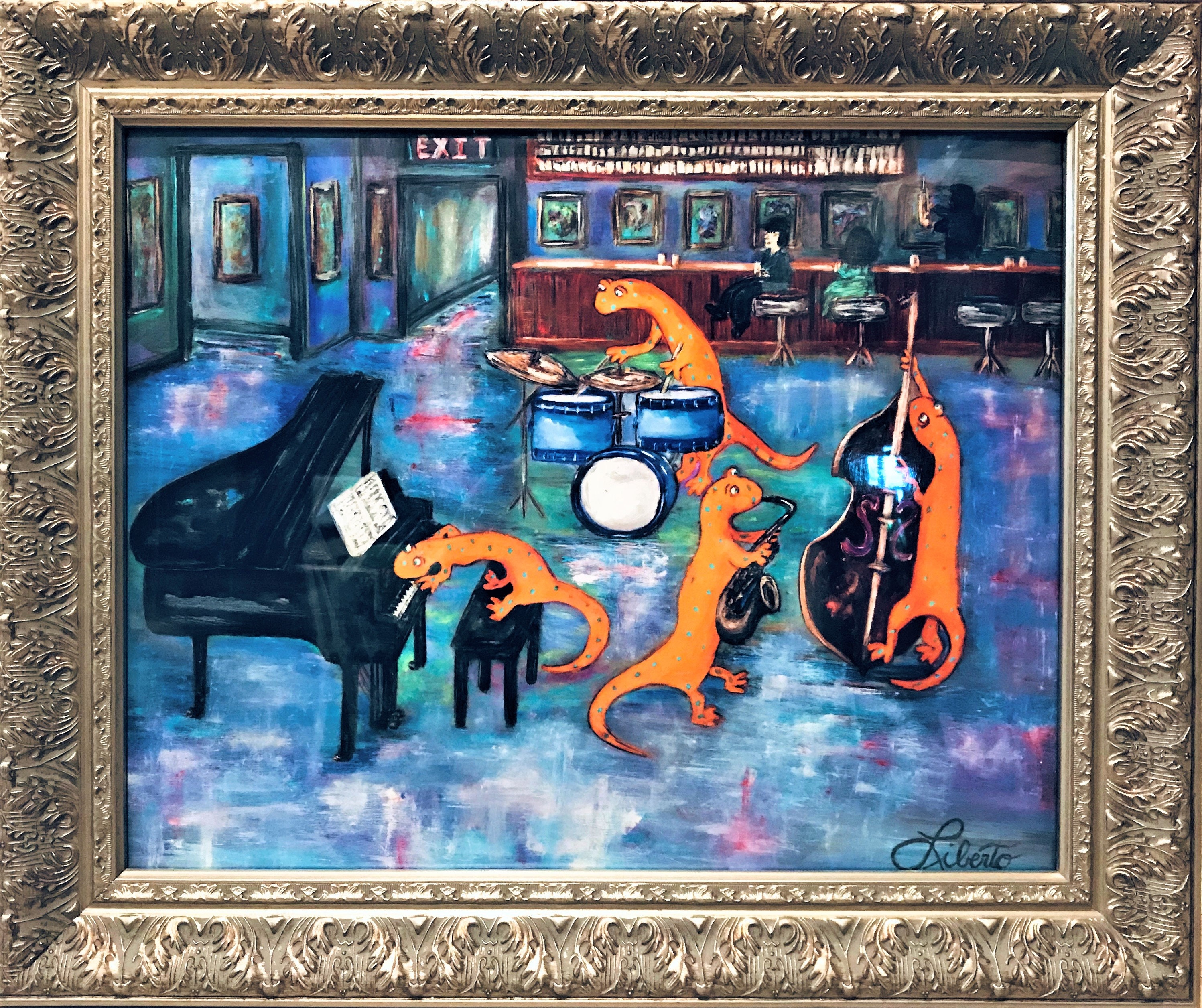 Fun Art Large Canvas Bar Art Large Whimsical Art Abstract Etsy