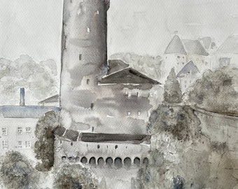 Aquarell „Bautzner Wasserkunst“