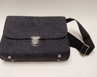 Große Filztasche - schwarz - Handtasche mit Innentaschen - 3mm Wollfilz