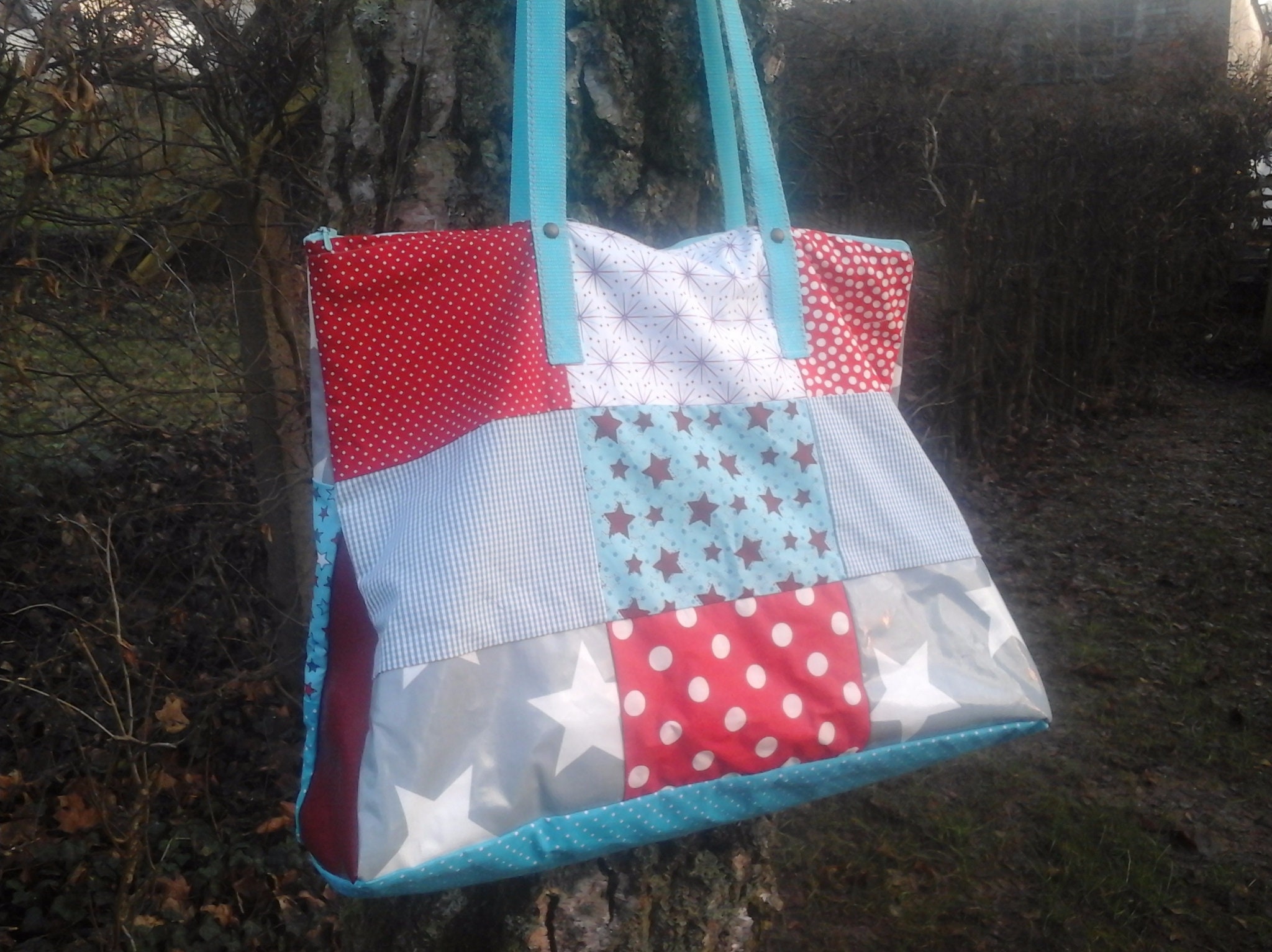 Große Tasche aus Stoffresten | Etsy