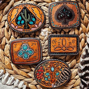 Tooled leather belt buckle,flowers,western,cowgirl,country girl,country,boho,rodeo,southwest,cowboy,punchy,carved leather,wild west