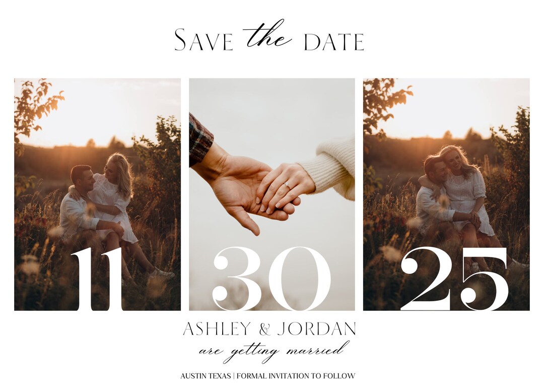 Save the Date Collage Template Canva Etsy