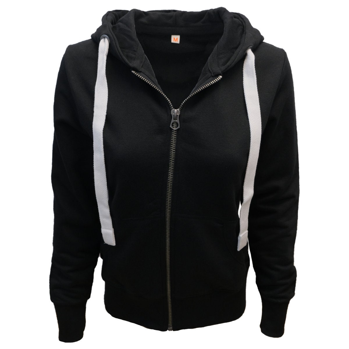 Women's Zip Up Cotton Light Hoodie Jacket (S, Black) at