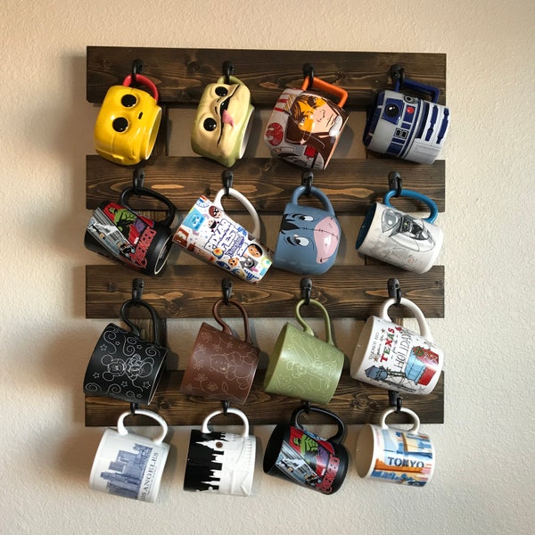 Wall Mounted Coffee Mug Rack / Holder / Organizer / Medium