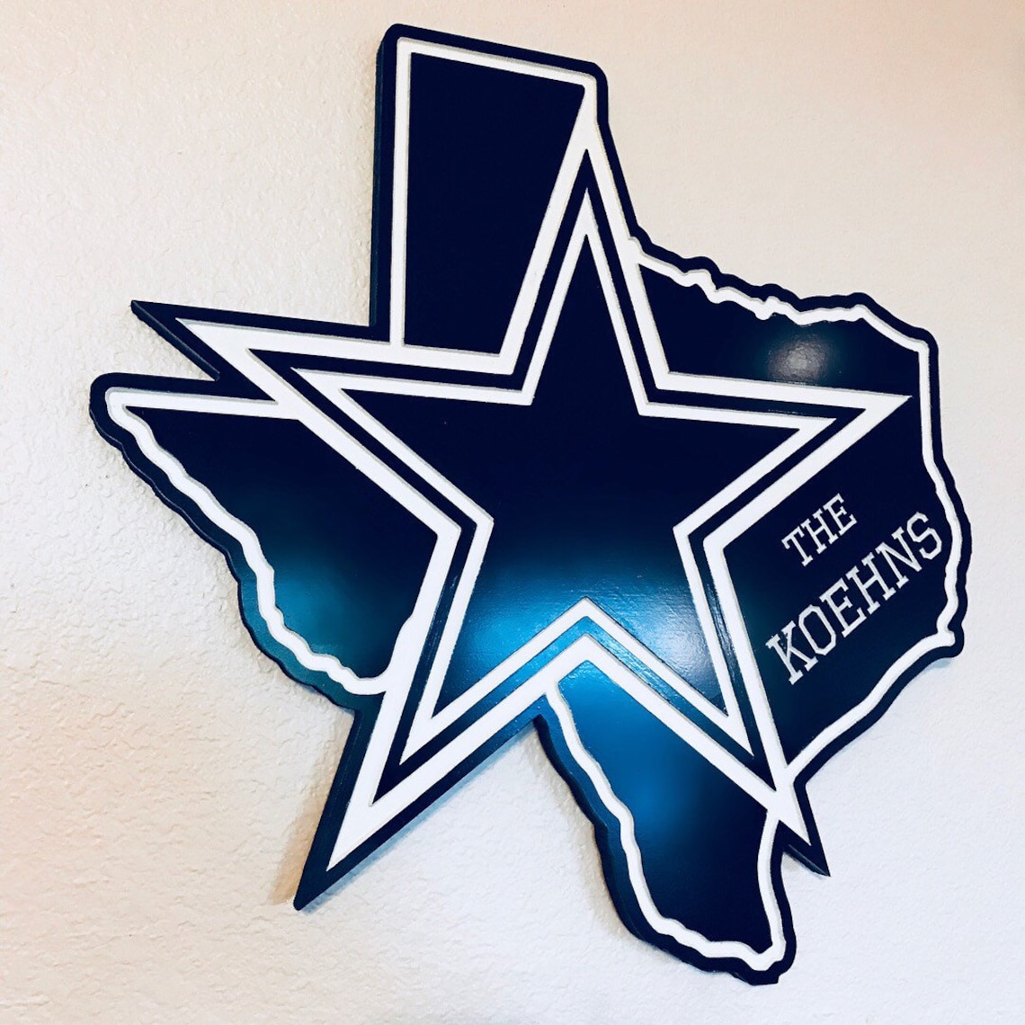 Texas Lone Star Sign / Star Shape over Texas / Dallas Cowboys Etsy