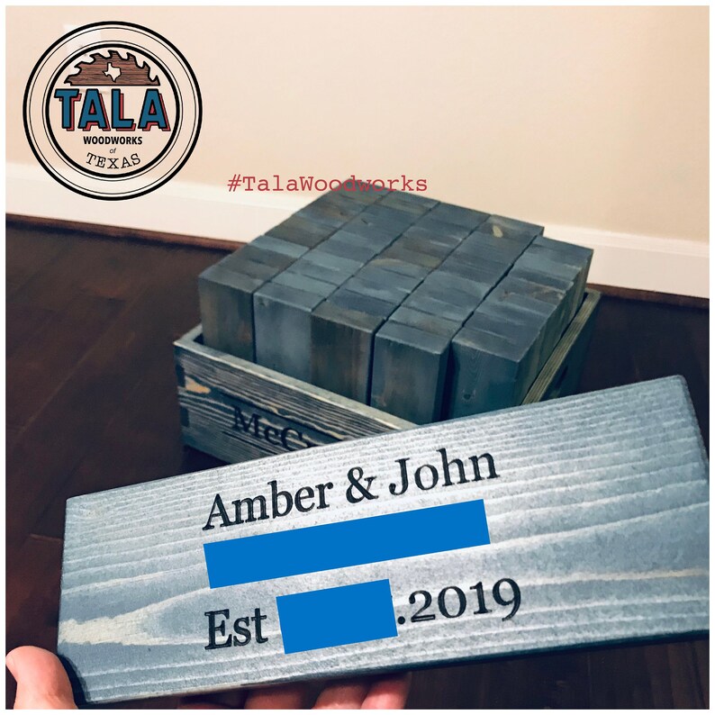 Deluxe Giant Block Tower Game with Carry Case Custom Engraved Stained Giant Jenga
