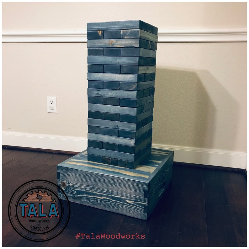 Deluxe Giant Block Tower Game with Carry Case  Custom  Engraved  Stained  Giant Jenga