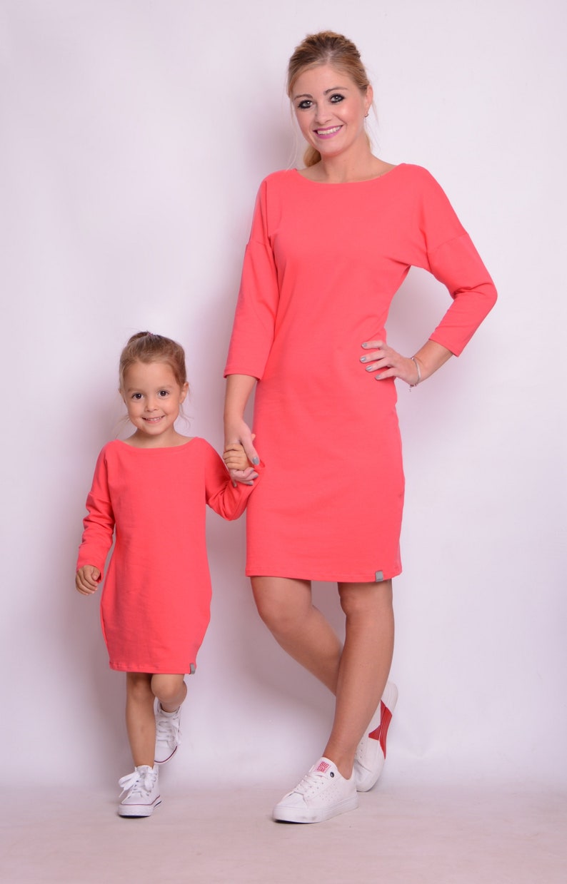 mommy and me coral dresses