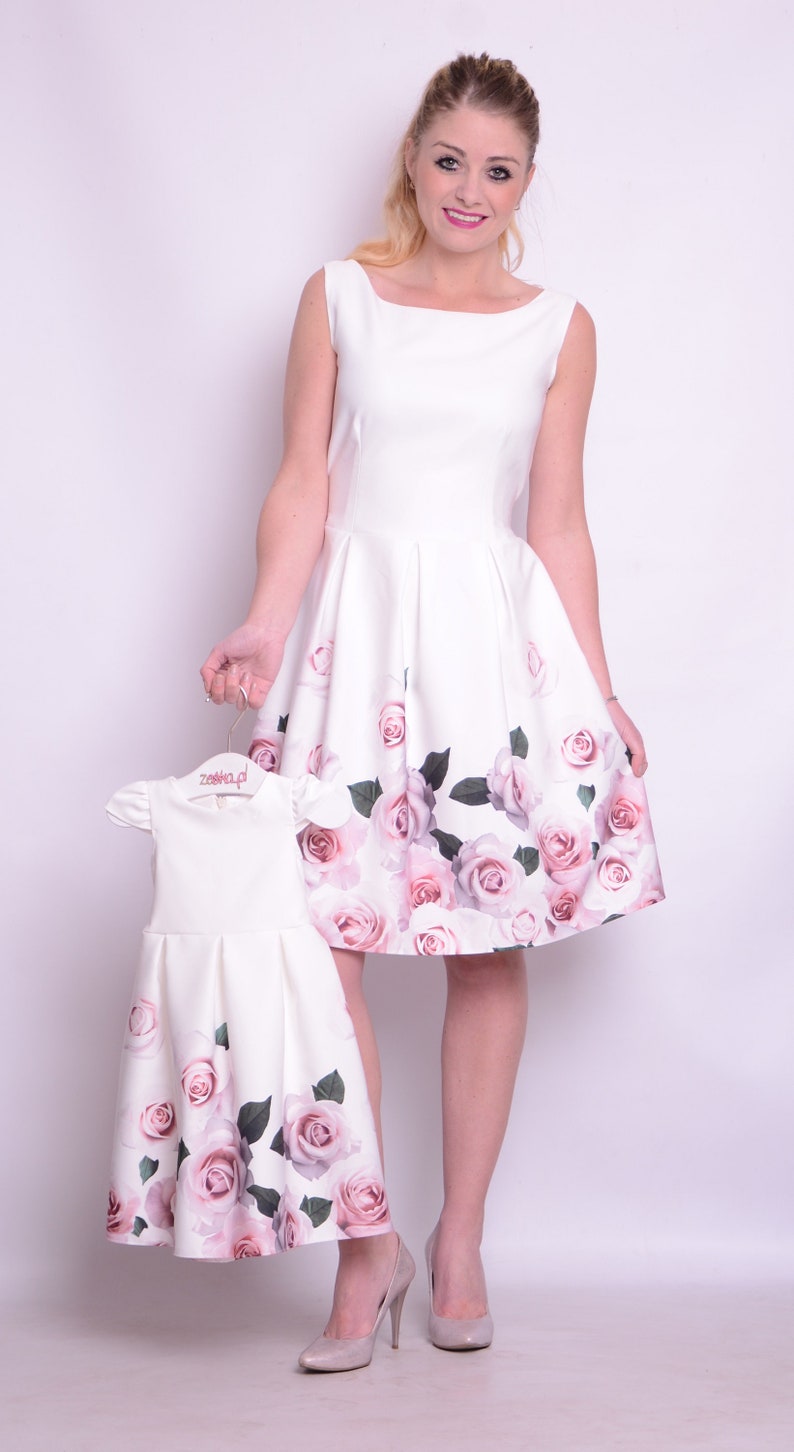 Ecru Flowers Dresses Wedding Communion Girl Mom Daughter Rozm Etsy
