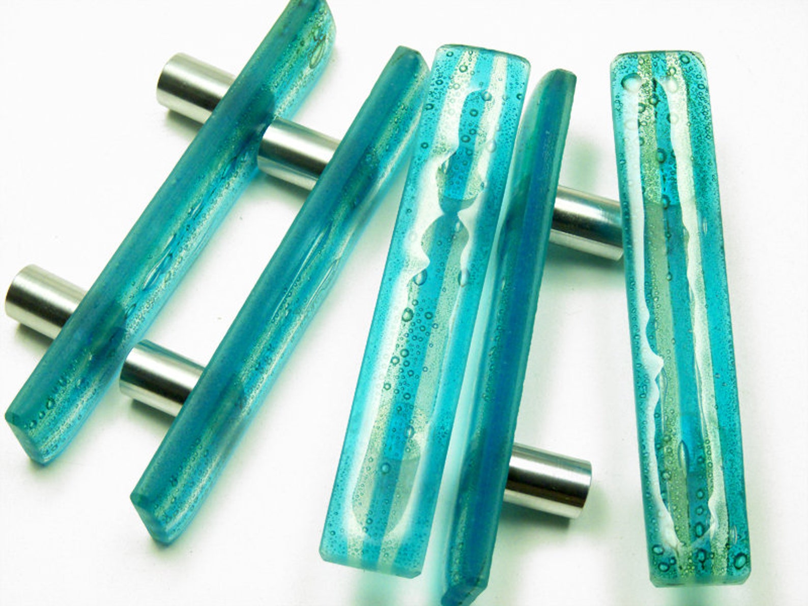 Blue Glass Door Handle Kitchen Knobs Cupboard Pulls Etsy