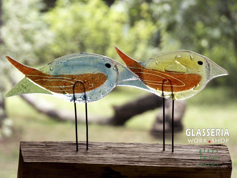 Continentaal Eerste Kelder Vogel van glas BIRDY /2 pcs./ tuindecoratie glazen - Etsy België