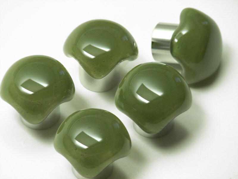 Green Glass Door Handle Kitchen Handles Cupboard Etsy