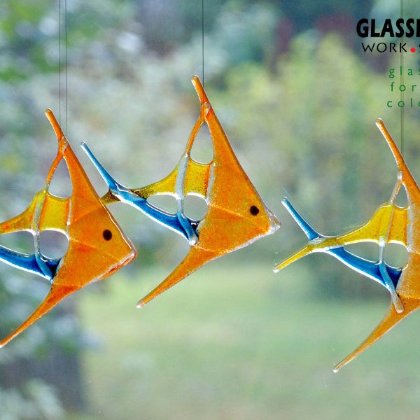 Glass Hanging Fish Etsy
