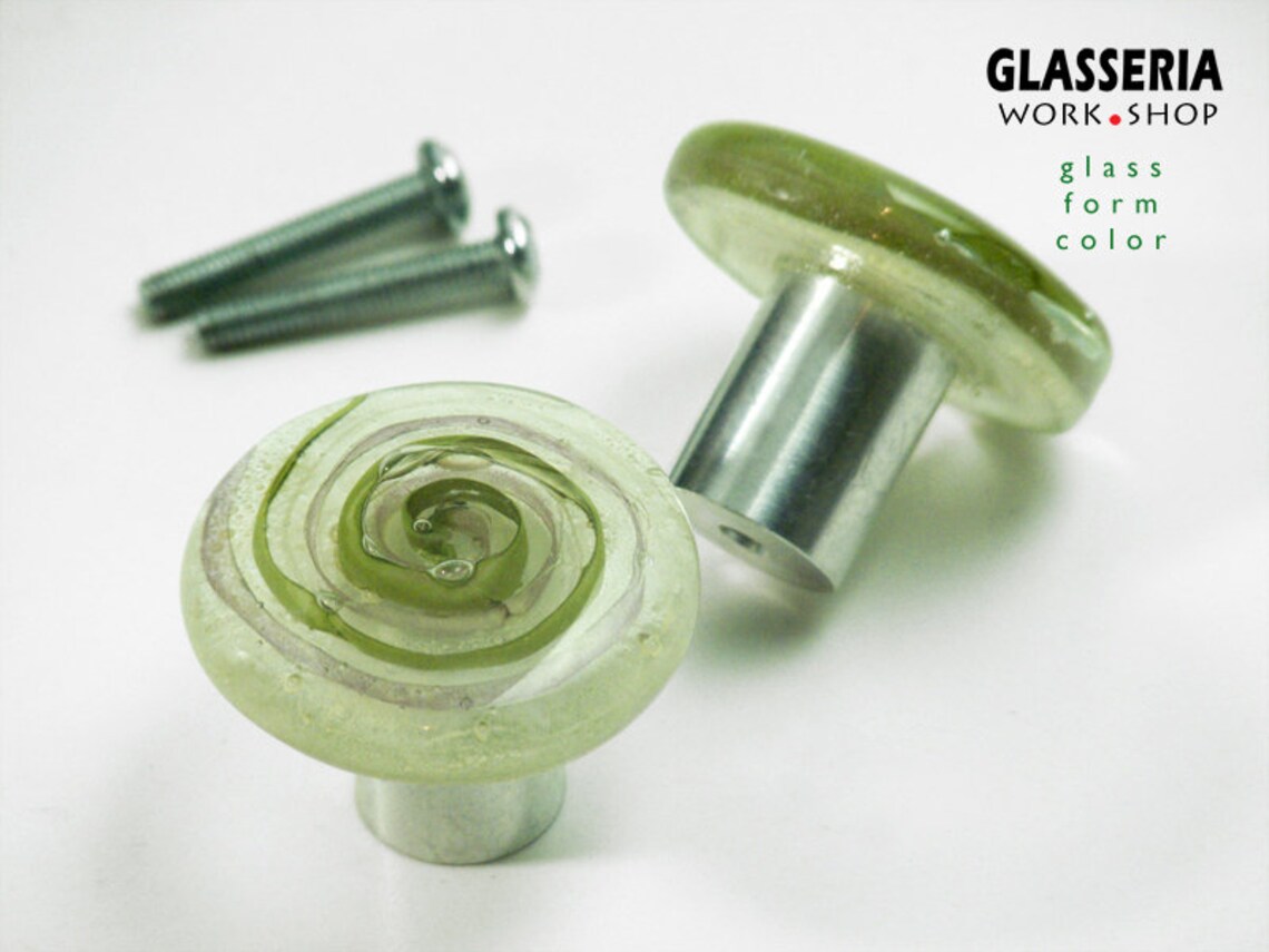 Green Glass Door Handle Kitchen Handles Cupboard Etsy