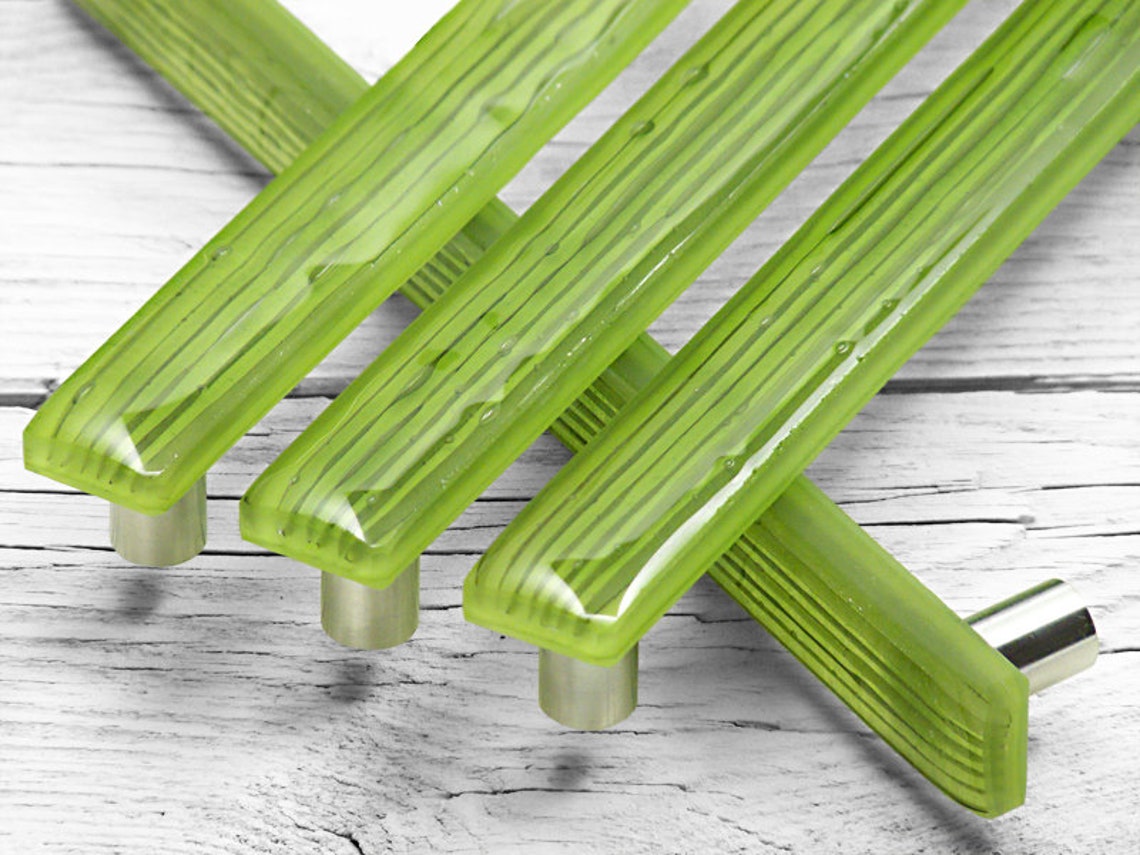 Green Glass Door Handle Kitchen Handles Cupboard Etsy