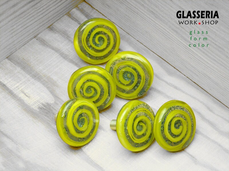 Yellow Glass Door Handle Kitchen Cabinet Handles Cupboard | Etsy